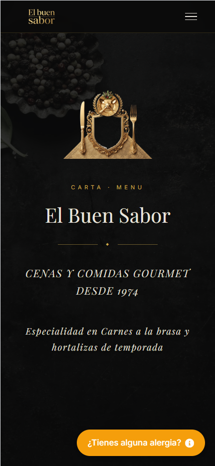 Ejemplo de carta QR digital de restaurante en móvil con i-carta